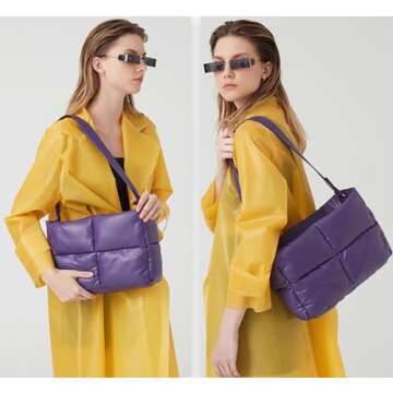 Tote Bags for Women Soft Puffer Down Padding Shoulder Bags Top-Handle Bags Square Solid Handbags