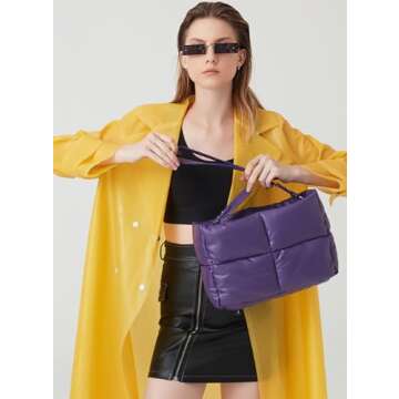 Tote Bags for Women Soft Puffer Down Padding Shoulder Bags Top-Handle Bags Square Solid Handbags