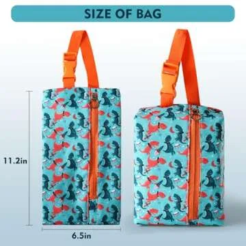 Maplerich Insulated Snack Bag, Freezable Small Cooler Bag with Zipper and Adjustable Buckle, Rectangular Thermal Cooler Bag (Dinosaur Astronauts)