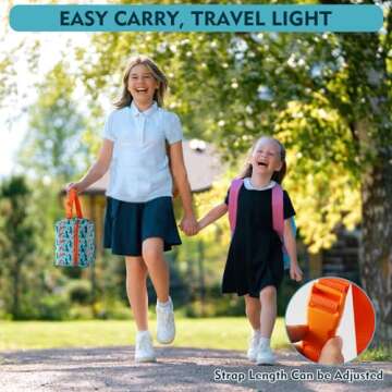 Maplerich Insulated Snack Bag, Freezable Small Cooler Bag with Zipper and Adjustable Buckle, Rectangular Thermal Cooler Bag (Dinosaur Astronauts)