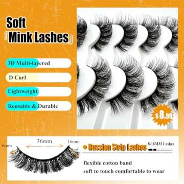 loladook Russian Strip Lashes D Curl Wispy Short Natural Lashes Cat Eye Strip Lashes That Look Like ...