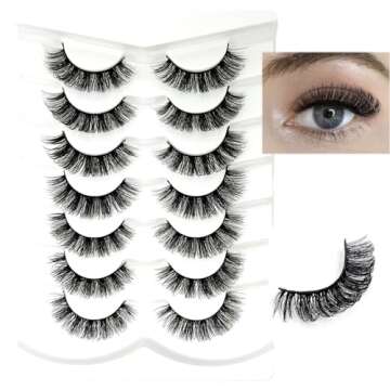 loladook Russian Strip Lashes D Curl Wispy Short Natural Lashes Cat Eye Strip Lashes That Look Like Extensions Faux Mink Eyelashes Pack (6-16mm/D)
