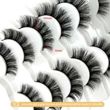 loladook Russian Strip Lashes D Curl Wispy Short Natural Lashes Cat Eye Strip Lashes That Look Like Extensions Faux Mink Eyelashes Pack (6-16mm/D)
