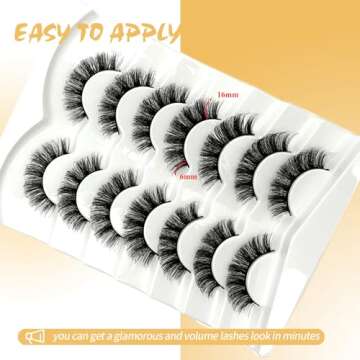 loladook Russian Strip Lashes D Curl Wispy Short Natural Lashes Cat Eye Strip Lashes That Look Like Extensions Faux Mink Eyelashes Pack (6-16mm/D)