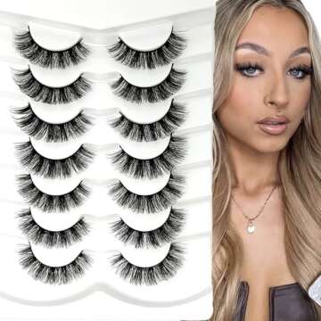 loladook Russian Strip Lashes D Curl Wispy Short Natural Lashes Cat Eye Strip Lashes That Look Like Extensions Faux Mink Eyelashes Pack (6-16mm/D)