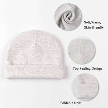 Zsedrut Spring Infant Hospital Beanie Newborn Baby Girls Cotton Hat Tolddler Boy Soft Double-Layer H...
