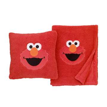SESAME STREET Elmo Red Soft Plush Sherpa Toddler Blanket with Applique