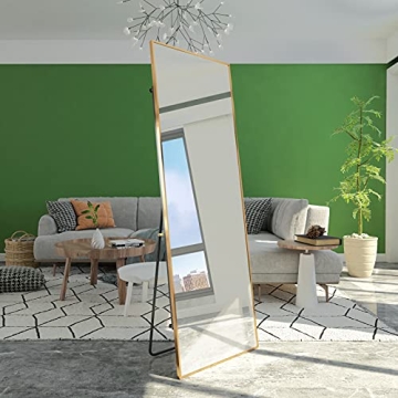 Full Length Mirror 65"×22" Aluminum Alloy Thickened Frame Large Floor Mirror with Standing, Hanging...