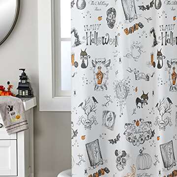 SKL Home Happy Halloween Shower Curtain & Hook Set, Multicolored 12 Piece