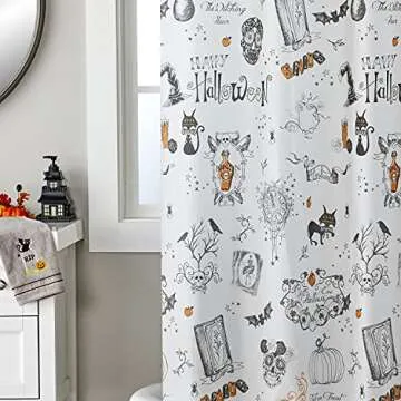 Happy Halloween Shower Curtain Set with Hooks - Festive Decor