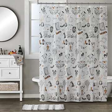 SKL Home Happy Halloween Shower Curtain & Hook Set, Multicolored 12 Piece