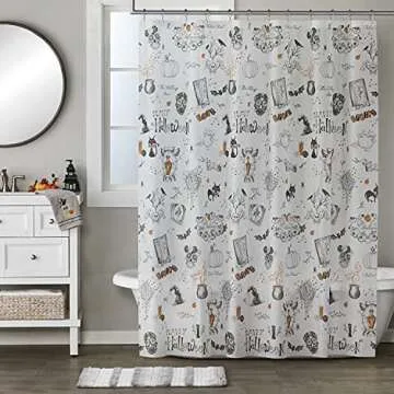 Happy Halloween Shower Curtain Set with Hooks - Festive Decor