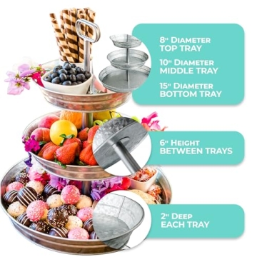 StarPack Rustic Three Tier Serving Tray for Kitchen Decor