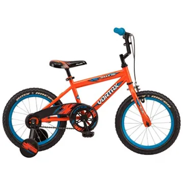 Pacific Vortax BMX Style Kids Bike, for Boys and Girls Ages 3 to 7, Single Speed, 16-Inch Wheels with Removable Training Wheels, Coaster and Hand Brake, Orange