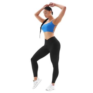 Vertvie Women's High Waisted Leggings Crossover V Waist Butt Lift Yoga Pants Athletic Tummy Control Workout Leggings(Black,Medium)
