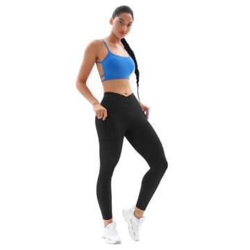 Vertvie Women's High Waisted Leggings Crossover V Waist Butt Lift Yoga Pants Athletic Tummy Control Workout Leggings(Black,Medium)