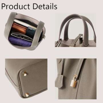 Versatile Genuine Leather Bucket Handbag for Women