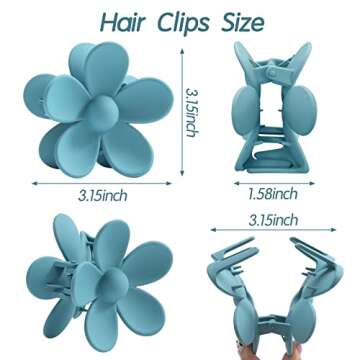 Interesse 6PCS Matte Flower Hair Clips, Large Non-Slip Strong Hold Hair Clips for Women, Cute Daisy ...
