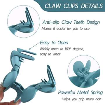 Interesse 6PCS Matte Flower Hair Clips, Large Non-Slip Strong Hold Hair Clips for Women, Cute Daisy Claw Clips for Girls, Hair Accessories for Gifts, 6 Colors