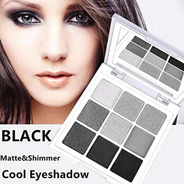 Go Ho Black Grey Silver Smoky Eyeshadow Palette,9 Colors Matte&Shimmer Eye Makeup Palette,Goth Eye S...