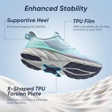 ALLSWIFIT Women's Walking Shoes Comfortable ActiveEase Running Tennis Athletic Gym Workout Cross Training Sneakers,Size 9,Light Blue,SARR009W