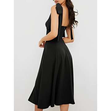 Volemo Women’s Vintage Corset Dress Sweetheart Neckline Tie Strap Slit Sleeveless Swing Elegant Midi Party Cocktail Dress Black XL