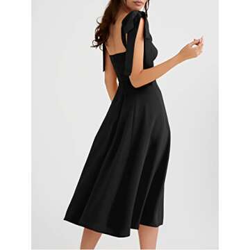 Volemo Women’s Vintage Corset Dress Sweetheart Neckline Tie Strap Slit Sleeveless Swing Elegant Midi Party Cocktail Dress Black XL