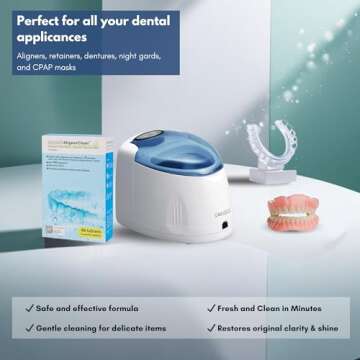 iSonic AlignerClean™ CTAR01x4, Ultrasonic Cleaning Tablet for daily cleaning of aligners/retainers, dental appliances, night guards, cpap components. 48 Tablets x4 pack