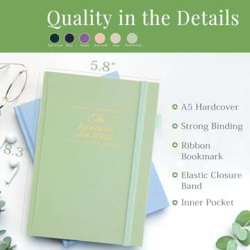 JUBTIC Reading Journal - Book Journal Reading Log for Review and Track Your Reading Progress - Gift ...