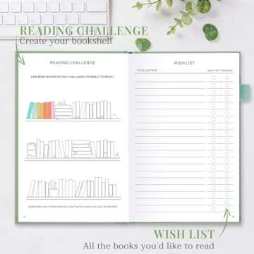 JUBTIC Reading Journal - Book Journal Reading Log for Review and Track Your Reading Progress - Gift Book Accessories for Book Lovers and Voracious Readers - 75 Books，A5 Size (Pastel Green)