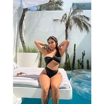 XXTAXN Women's Sexy Thong Cutout Monokinis Tie Beach One Piece Swimsuit Bathing Suit Black