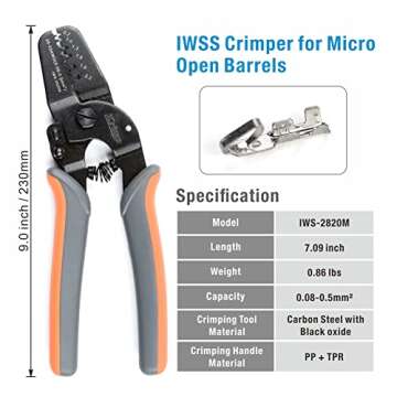 iCrimp Mini Micro Open Barrel Crimping Tool for JST, Molex, Tyco Connectors