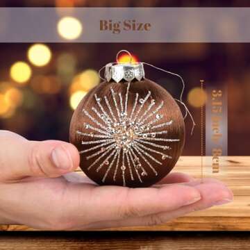Brown Ornaments for Christmas Tree Decorations - Satin Christmas Ball Ornaments Luxury for Xmas Holiday Party Indoor Decor - 80mm 3.15inch Pack of 15