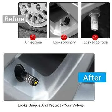 Tire Valve Stem Cap Cover Fit for Chevy Silverado Colorado Equinox Malibu Cruze Belt O-Ring Seal Corrosion Resistant Tire Air Cover Car Accessories 4 Pc Black