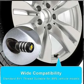 Tire Valve Stem Cap Cover Fit for Chevy Silverado Colorado Equinox Malibu Cruze Belt O-Ring Seal Corrosion Resistant Tire Air Cover Car Accessories 4 Pc Black