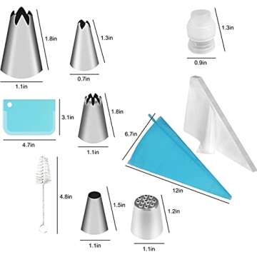 Icing Nozzles Set, Cake Decorating Set, Stainless Steel Piping Icing Nozzles, Reusable Silicone Piping Bag, Suitable for Cakes, Cupcakes, Cookies, Pastries, Beginners