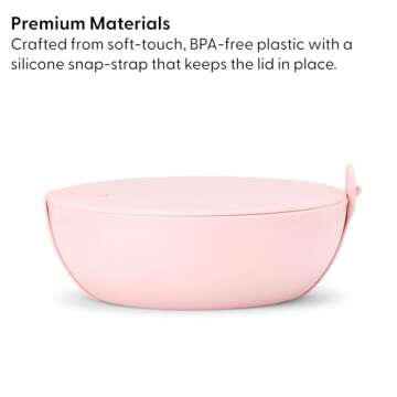 W&P Porter Plastic Bowl Lunch Container w/ Protective Non-slip Exterior, Blush 1 Liter | Lid & Snap-tight Silicone Strap | Food Storage, Bento Box, Meal Prep | BPA-Free Plastic