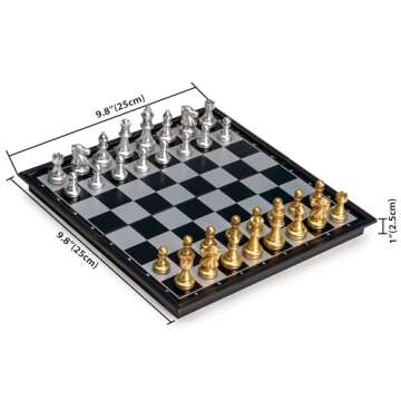 Yellow Mountain Imports Travel Magnetic Chess Set (9.8-Inch) - Folding and Portable Board Game