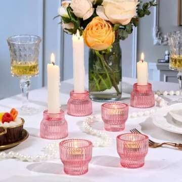 Elegant HAVITI 12pcs Pink Candle Holders for Events