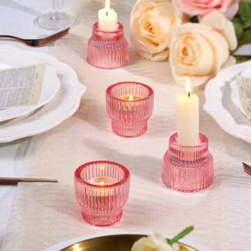 Elegant HAVITI 12pcs Pink Candle Holders for Events