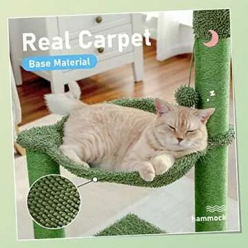 PAWZ Road Cactus Cat Tree, 33 Inchs Cat Tower with Large Soft Hammock and Fully Wrapped Sisal Scratching Post for Indoor Cats