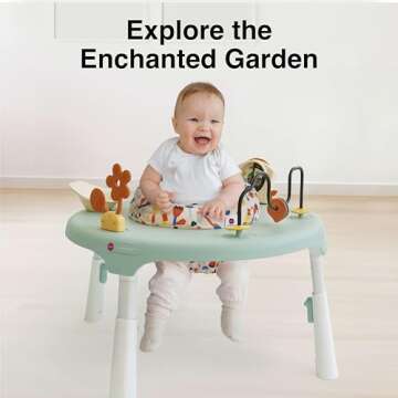 ORIBEL PortaPlay 2-in-1 Baby Activity Center & Play Table| 5 Months+ | Convertible & Portable Stage-Based for Baby| with Development Focused Toys | Unisex (Enchanted Garden, Turquoise)