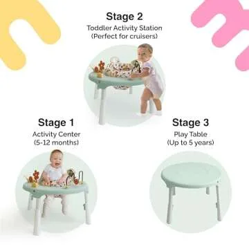 ORIBEL PortaPlay 2-in-1 Baby Activity Center & Play Table| 5 Months+ | Convertible & Portable Stage-Based for Baby| with Development Focused Toys | Unisex (Enchanted Garden, Turquoise)