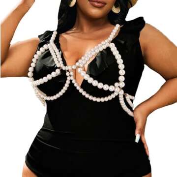 Formery Vintage Body Chains White Pearl Halter Bikini Chest Chain Party Prom Ceremony Festival Body Jewelry Accessories for Women
