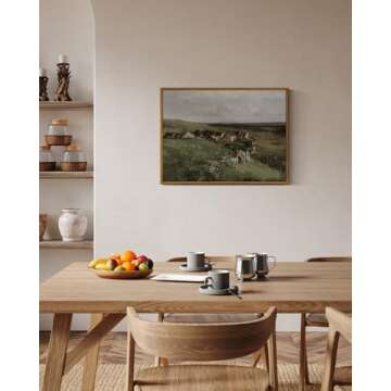 ARPEOTCY Vintage Framed Canvas Wall Art, Rustic Wall Decor for Living Room, 12x16 inch, Vintage Landscape Oil Paintings for Bedroom, Framed Art Prints, for Office