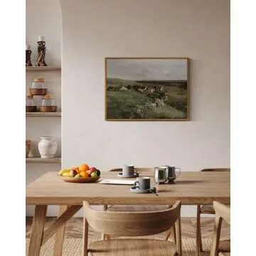 ARPEOTCY Vintage Framed Canvas Wall Art, Rustic Wall Decor for Living Room, 12x16 inch, Vintage Landscape Oil Paintings for Bedroom, Framed Art Prints, for Office