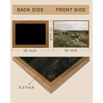 ARPEOTCY Vintage Framed Canvas Wall Art, Rustic Wall Decor for Living Room, 12x16 inch, Vintage Landscape Oil Paintings for Bedroom, Framed Art Prints, for Office