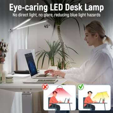 Bright LED Desk Lamp for Home Office - Dual Swing Arm Eye-Caring Architect Task Lamp, Adjustable Fol...
