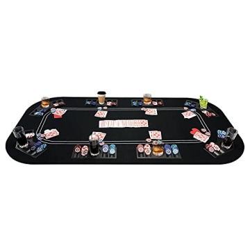 YUZPKRSI 3 in 1 Portable Poker Table Top for Poker/Blackjack/Craps with Cup Holders