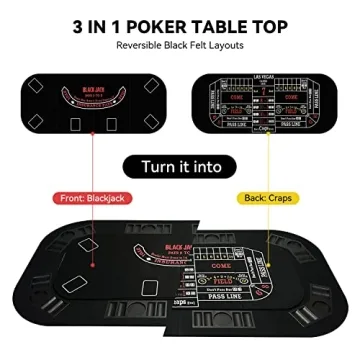 YUZPKRSI Professional 3 in 1 Poker Table Top for All Games